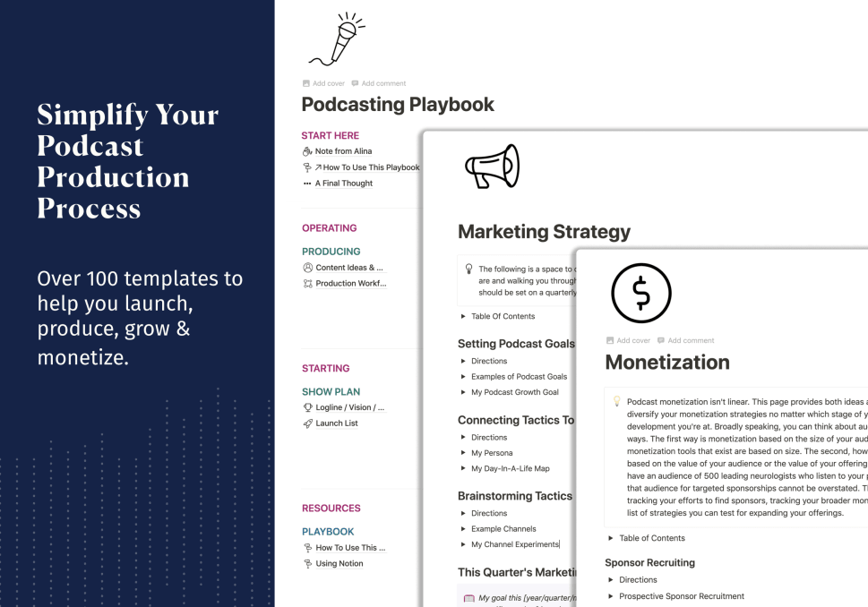 Podcasting Playbook | Buy Notion Template | Prototion