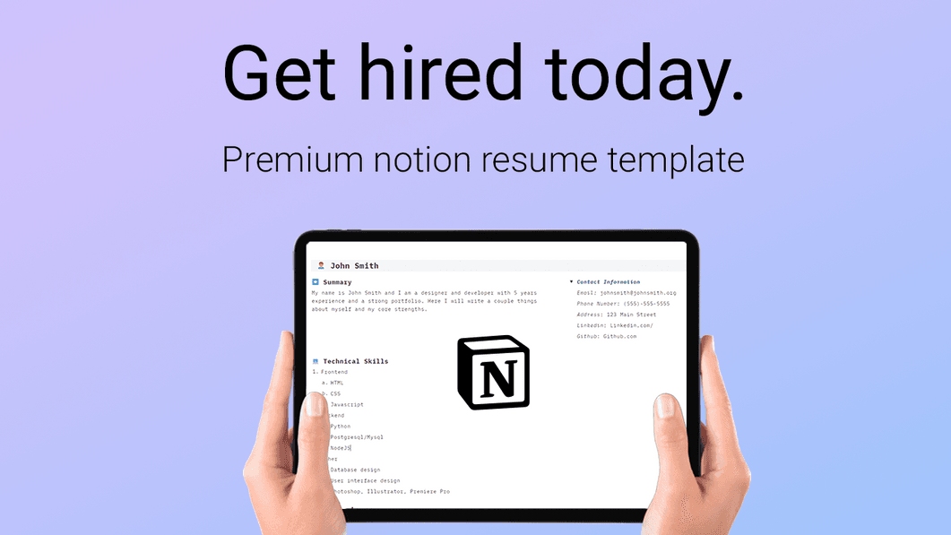 Notion Professional Resume Template 