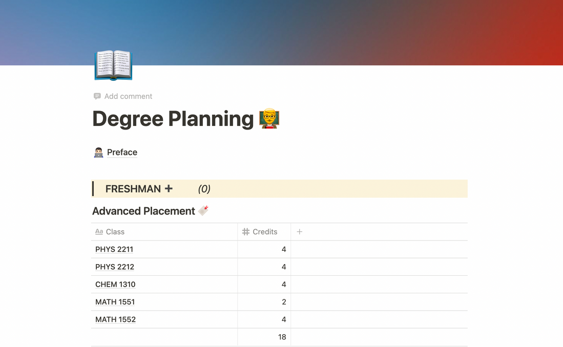 College Degree Planner | Notion Template| Prototion