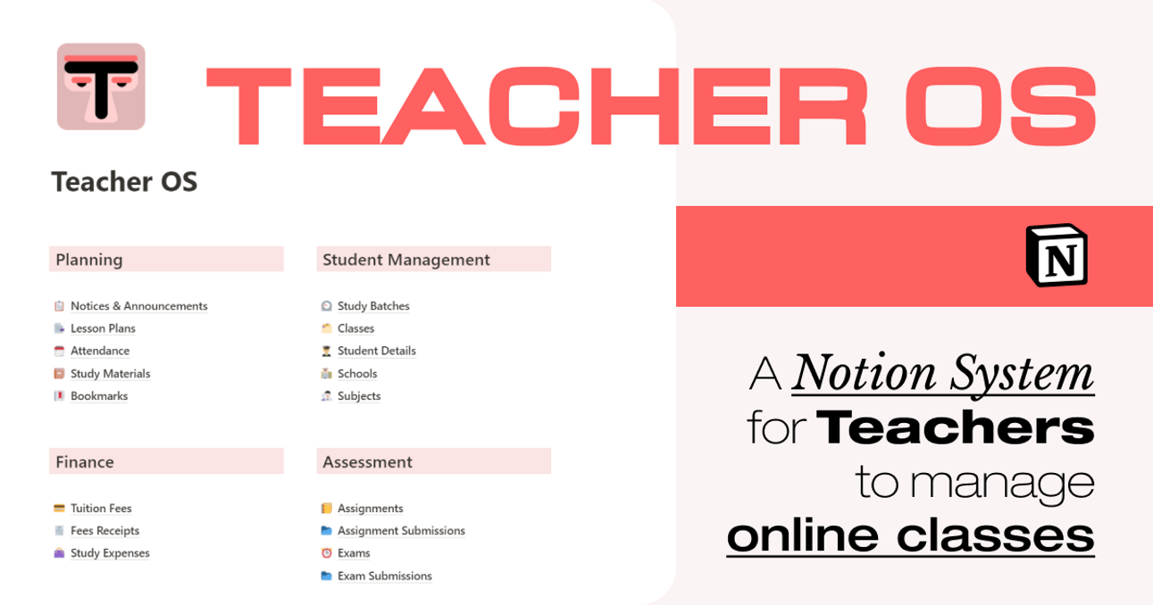 Teacher OS | Notion Dashboard | Get it at Prototion