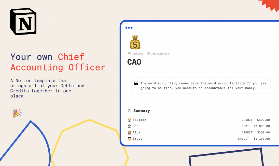 CAO for Notion | Buy Notion Template for Accounting