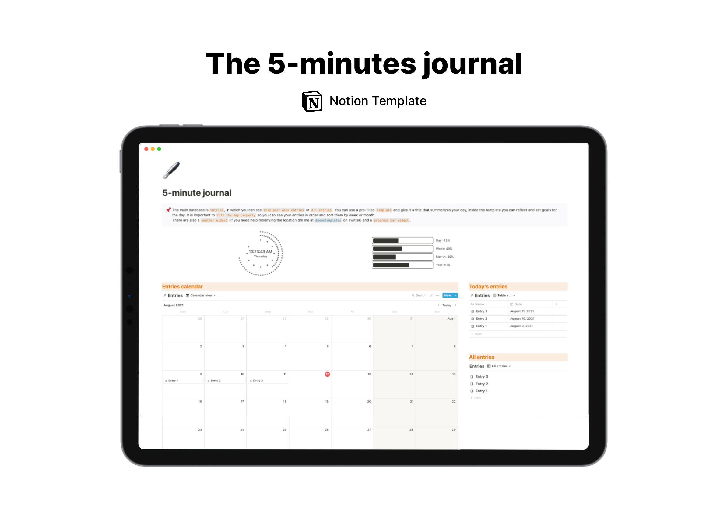 5-Minutes Journal | Free Notion Template | Prototion