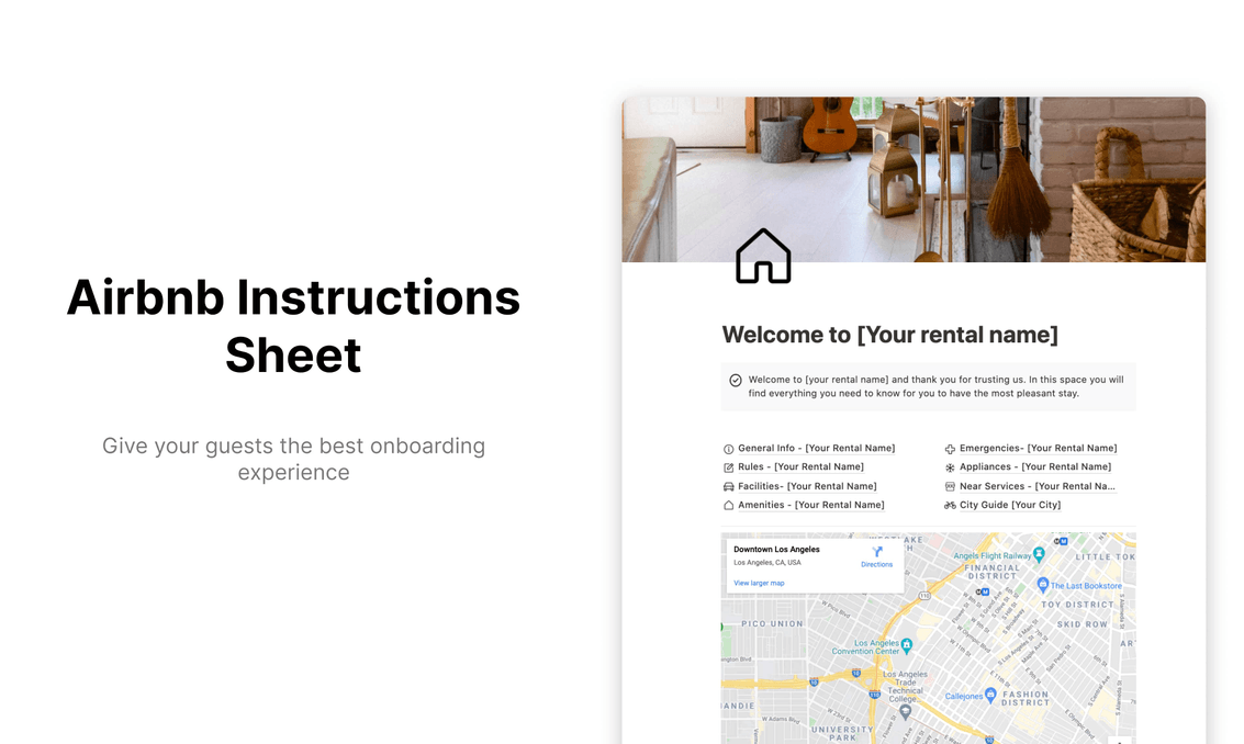Airbnb Instructions Sheet | Free Notion Template | Prototion
