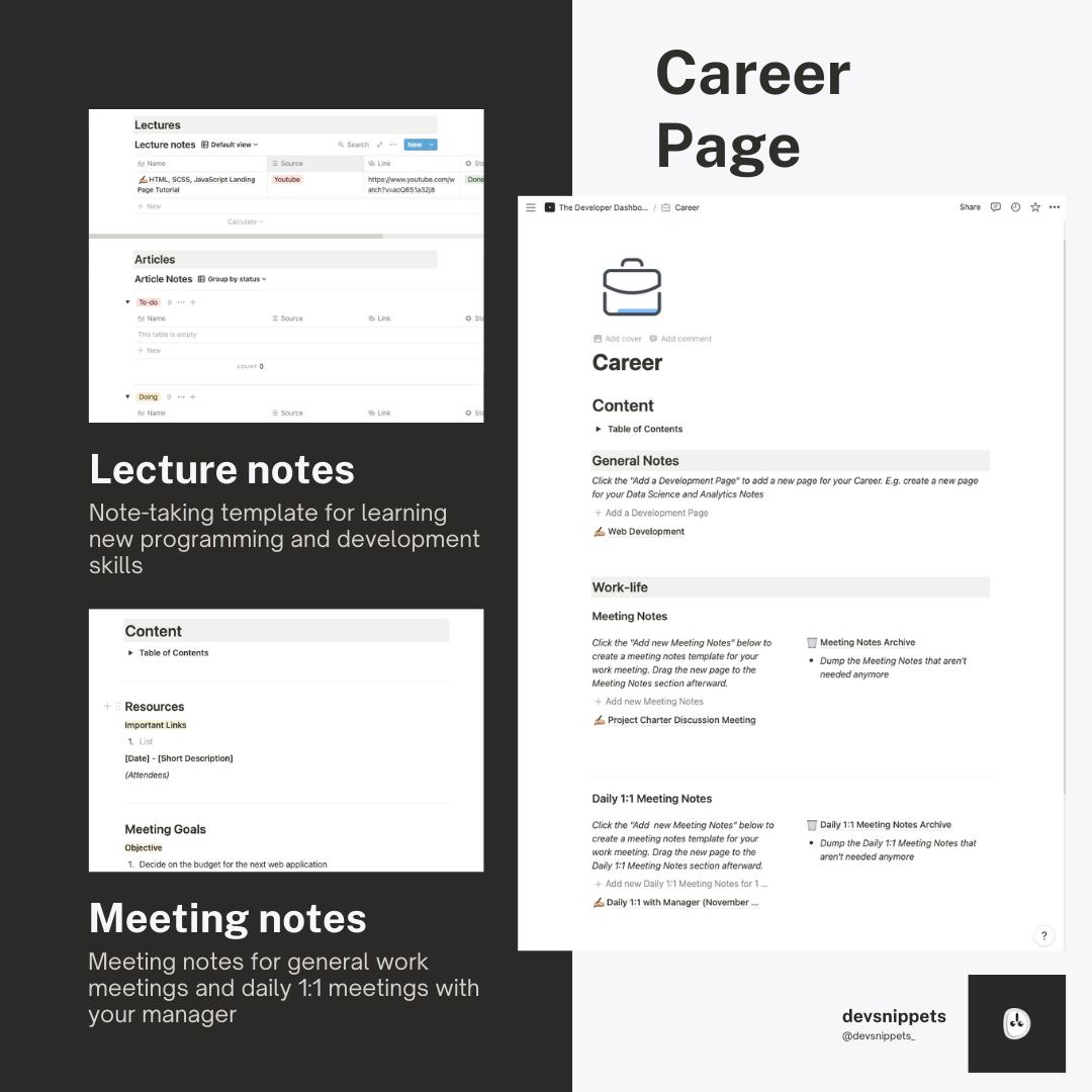 The Developer Career Page | Free Notion Template 