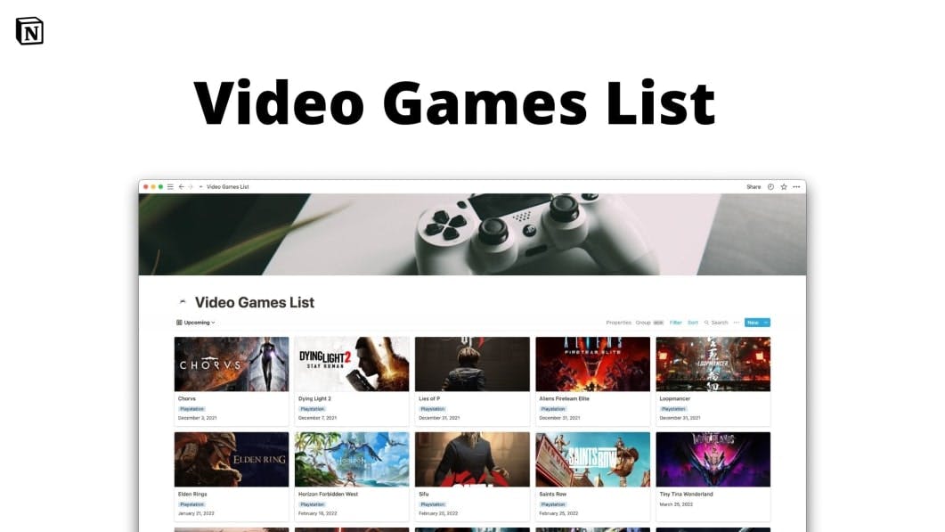 Video Games List Notion Template