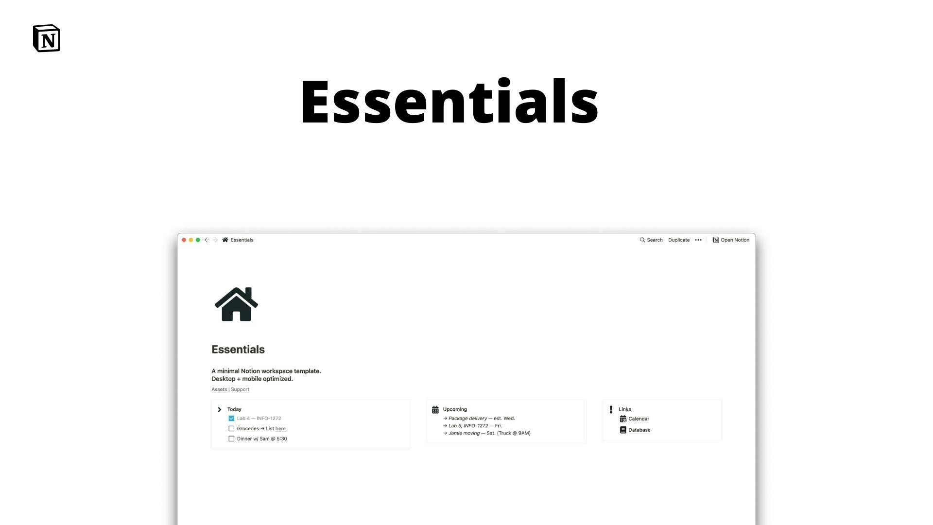 Essentials | Notion Workspace