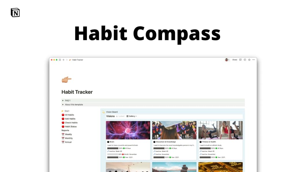 Habit Compass (Track your Habits with Notion)