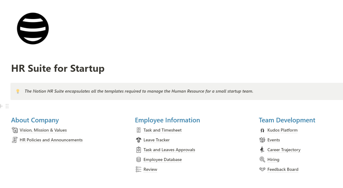 HR Suite for Startup | Notion Template 