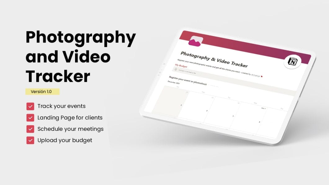 Photography and Video Tracker + Landing Page