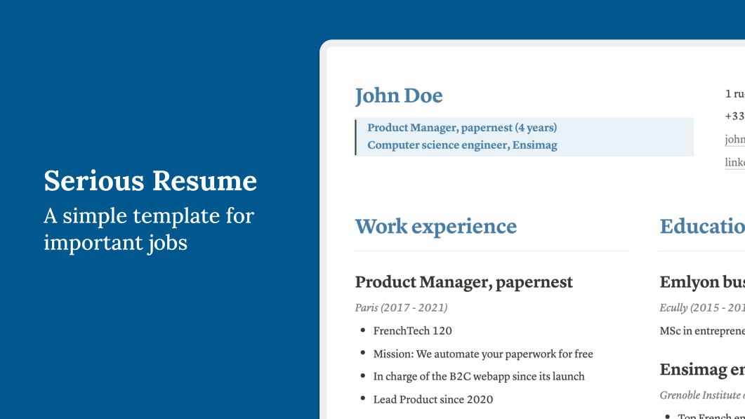 Serious Resume/CV