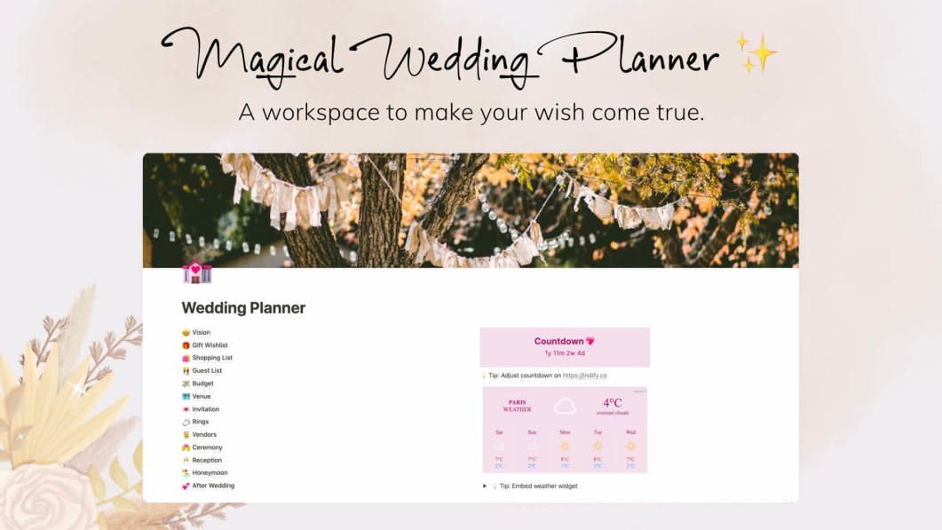 Magical Notion Wedding Planner ✨
