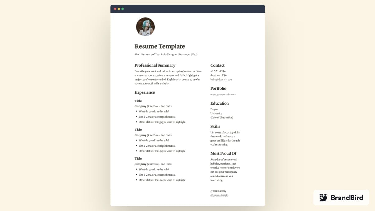 Resume Template | Prototion | Get Notion Template