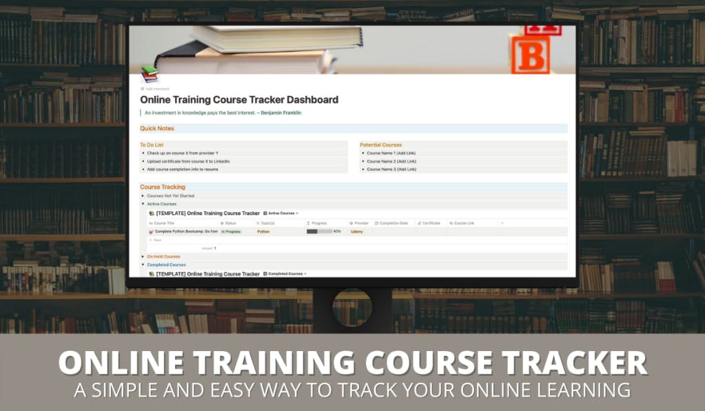 Online Training Course Tracker Dashboard