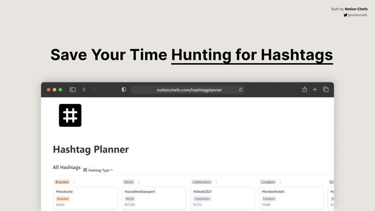 Hashtag Planner | Prototion | Buy Notion Template