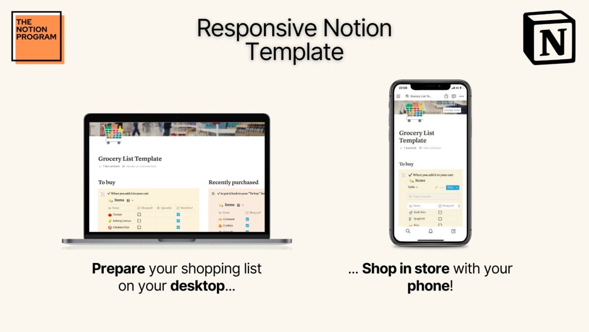 Grocery List |Prototion | Buy Notion  Template