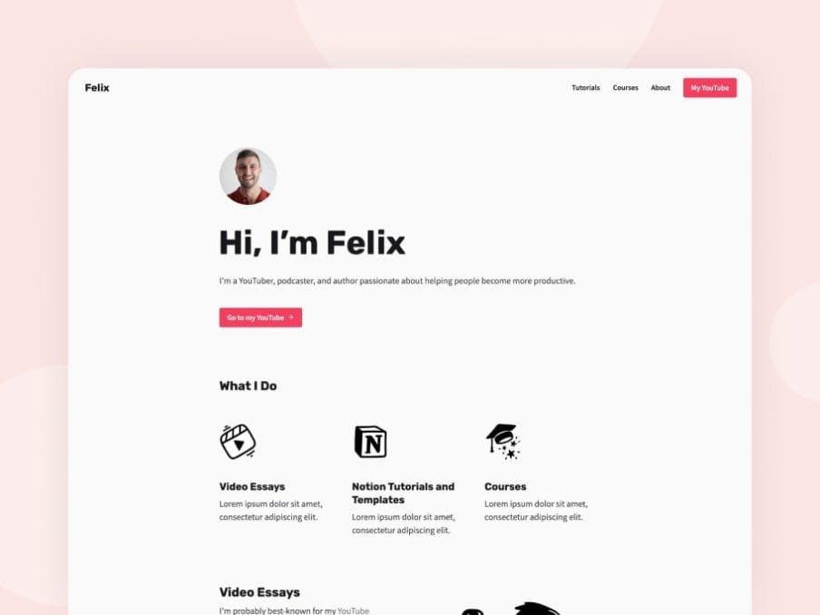 Website Template for Creators | Get Notion Template