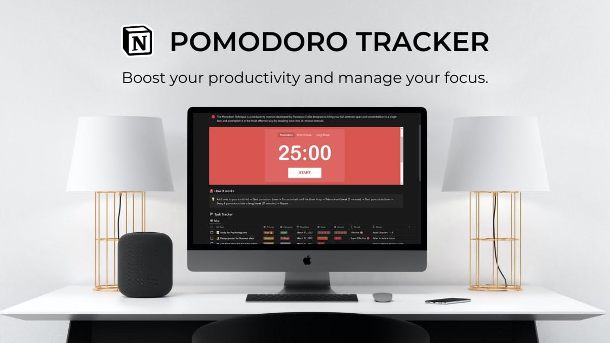 Minimal Pomodoro Tracker | Prototion | Buy Notion Template