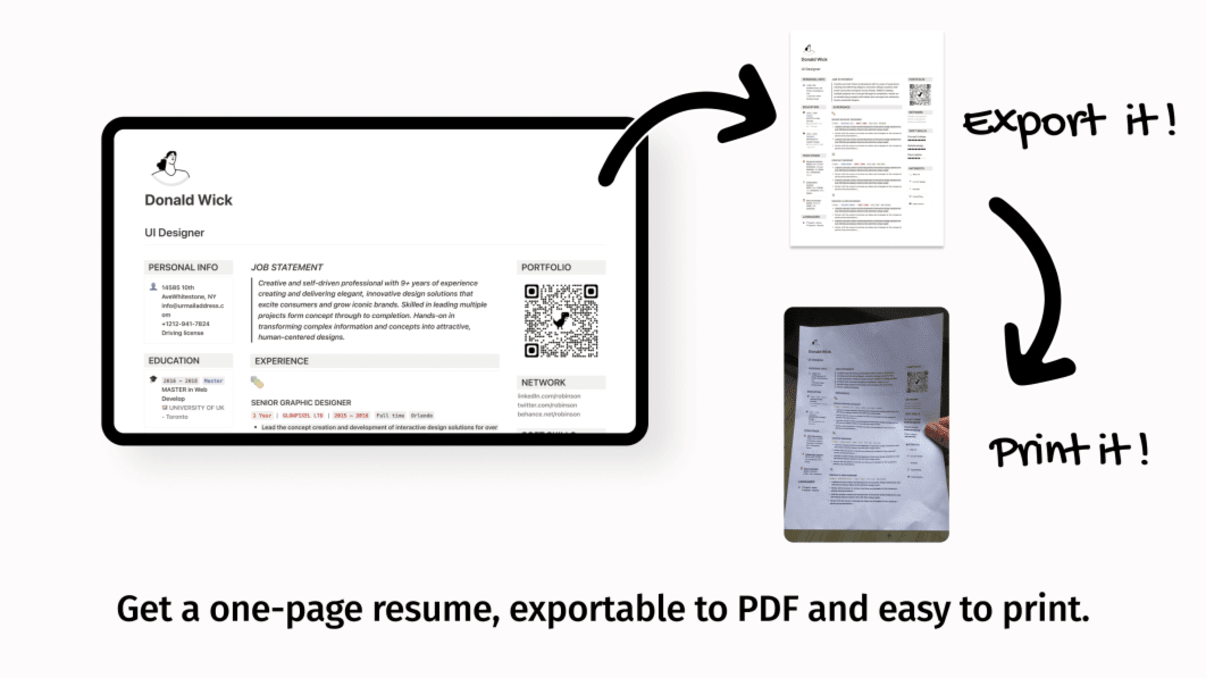Your Notion resume | Prototion | Buy Notion Template