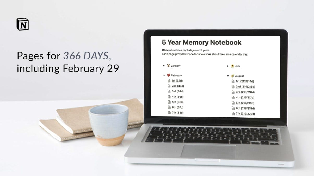 5 Year Memory Notebook | Prototion | Buy Notion Template