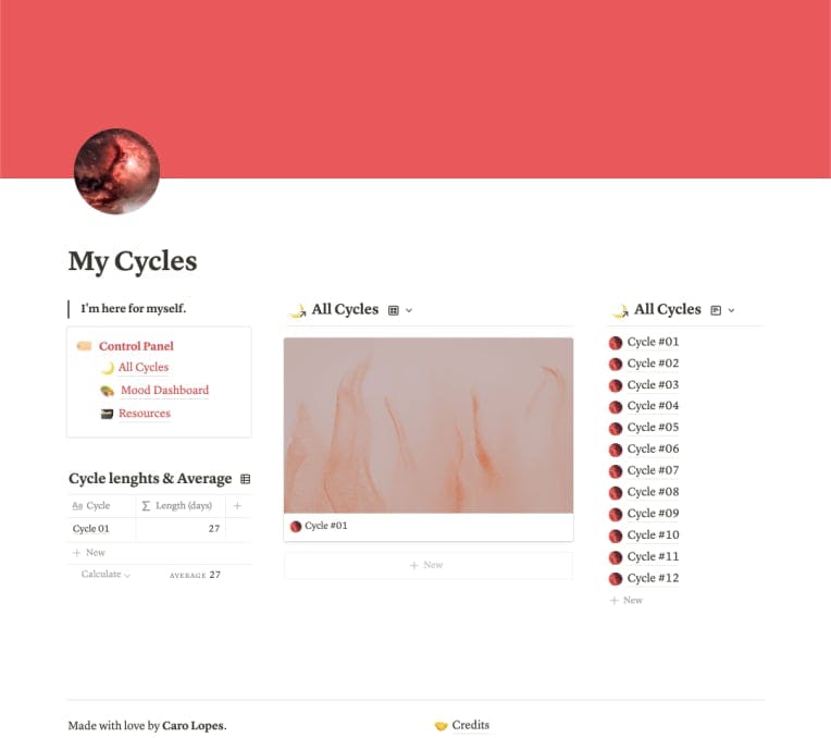 My Cycles | Prototion | Buy Notion Template
