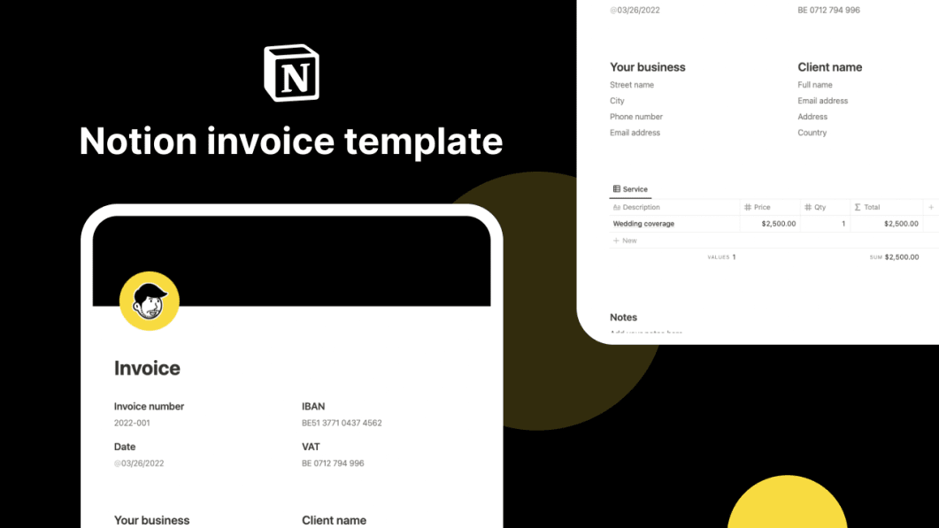 Notion invoice template for your brand