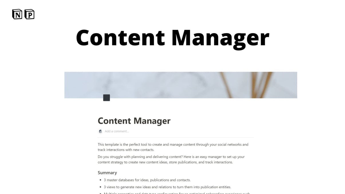 Content Manager | Prototion | Buy Notion Template