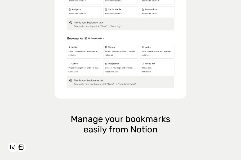 Notion Bookmark Manager | Prototion | Buy Notion Template