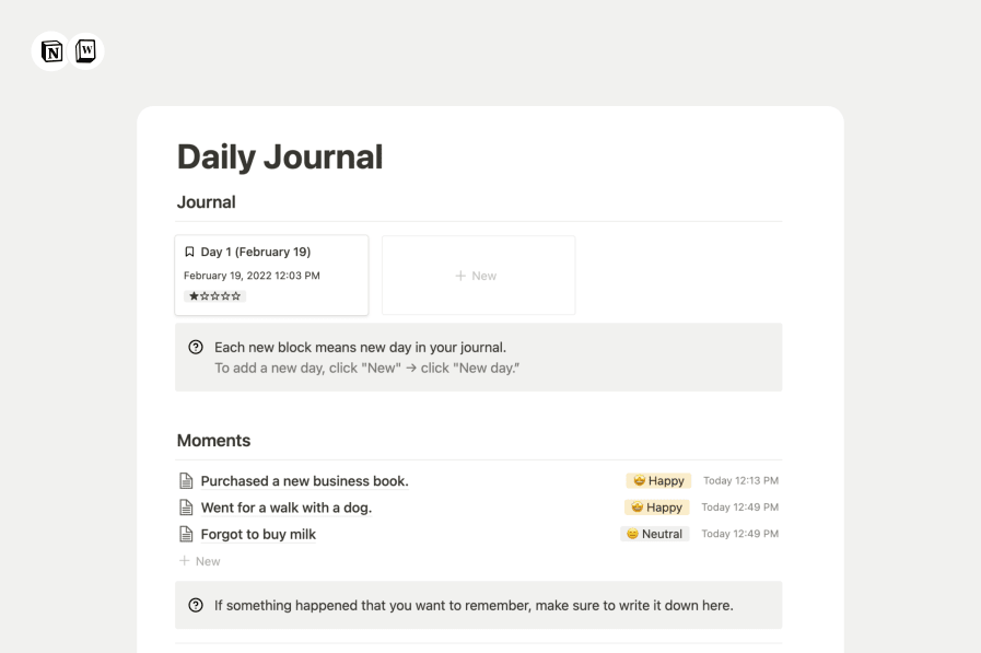 Notion Daily Journal