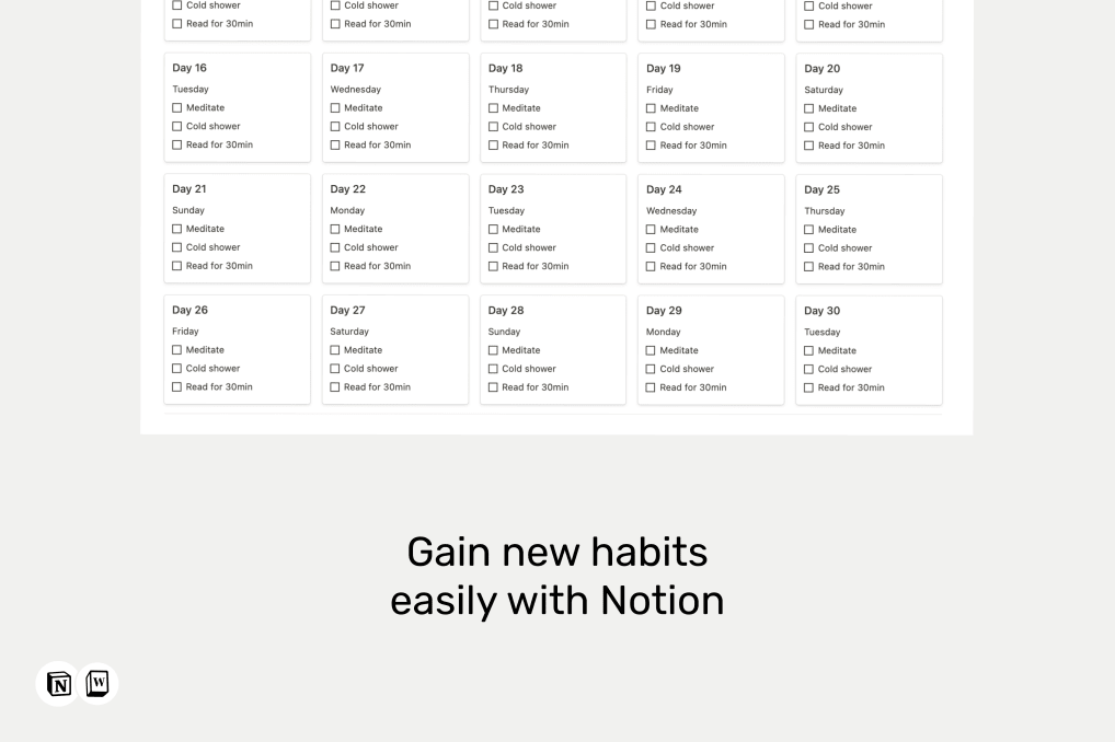 Notion Habit Tracker (30 day challenge) | Prototion