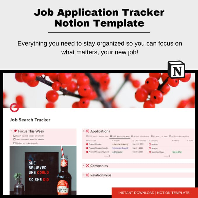 Job Search Tracker | Prototion | Buy Notion Template