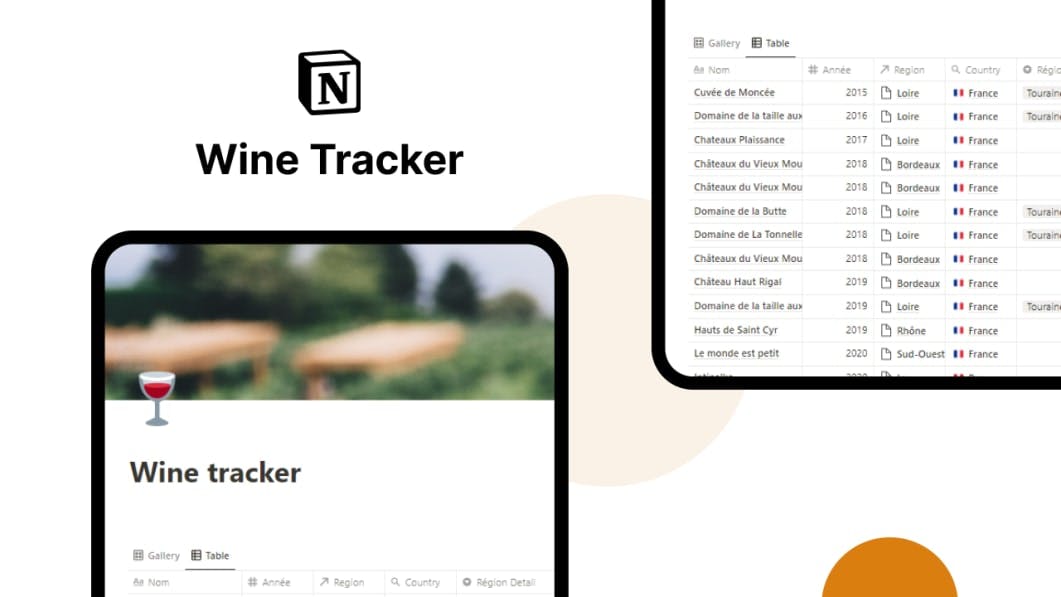 Notion's wine tracker template