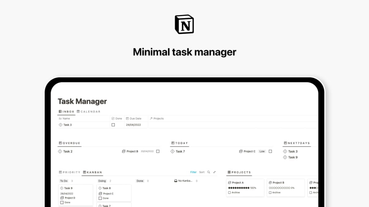 Notion Task Manager | Prototion | Get Notion Template