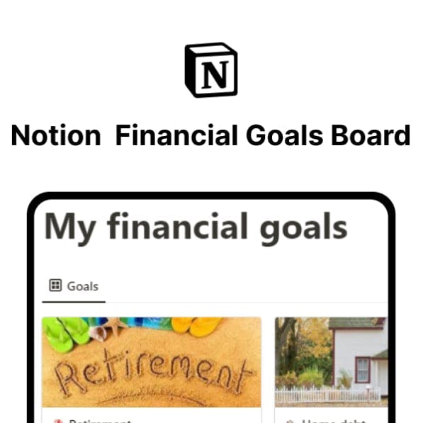 Notion Financials goals board