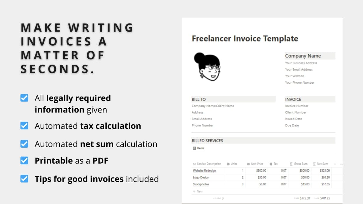 Notion Invoice Template for Freelancers | Prototion