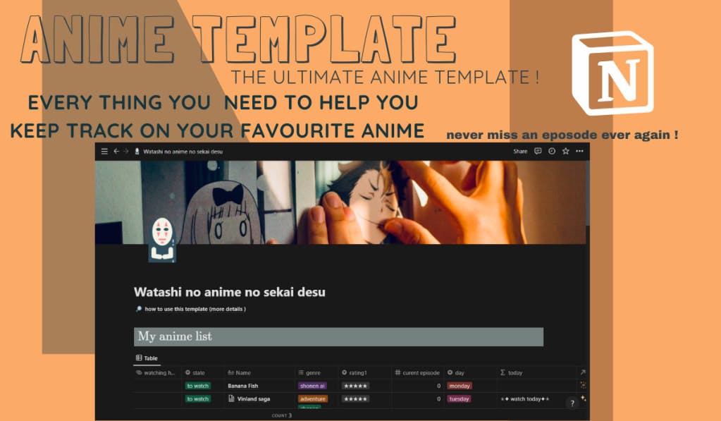 Anime notion template