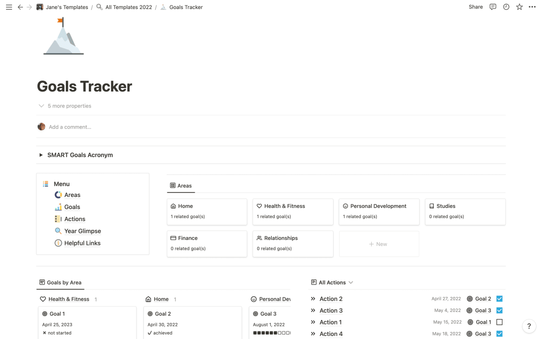  Goals Tracker | Prototion | Get Notion Template