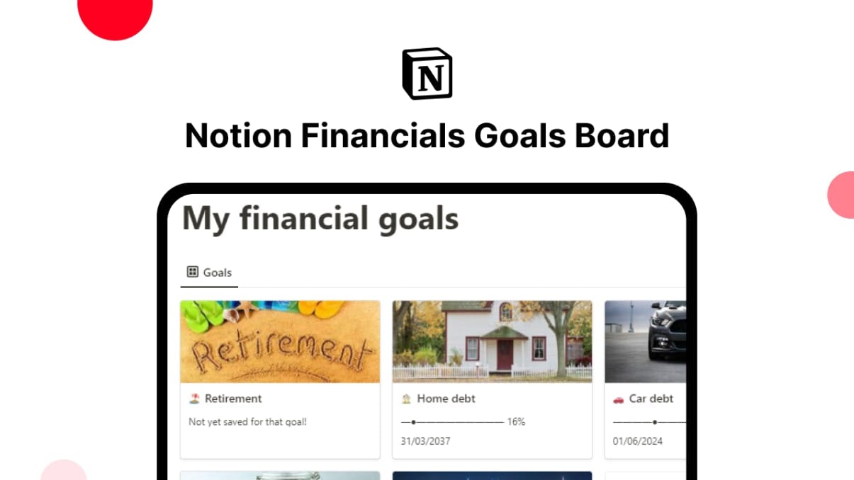 Notion Financials goals board | Prototion | Notion Template