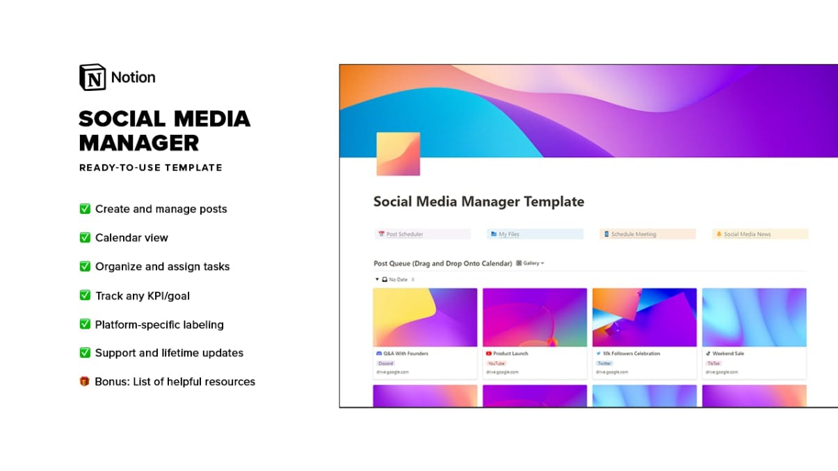 Social Media Manager | Prototion | Get Notion Template