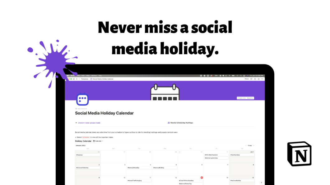 Social Media Holiday Calendar
