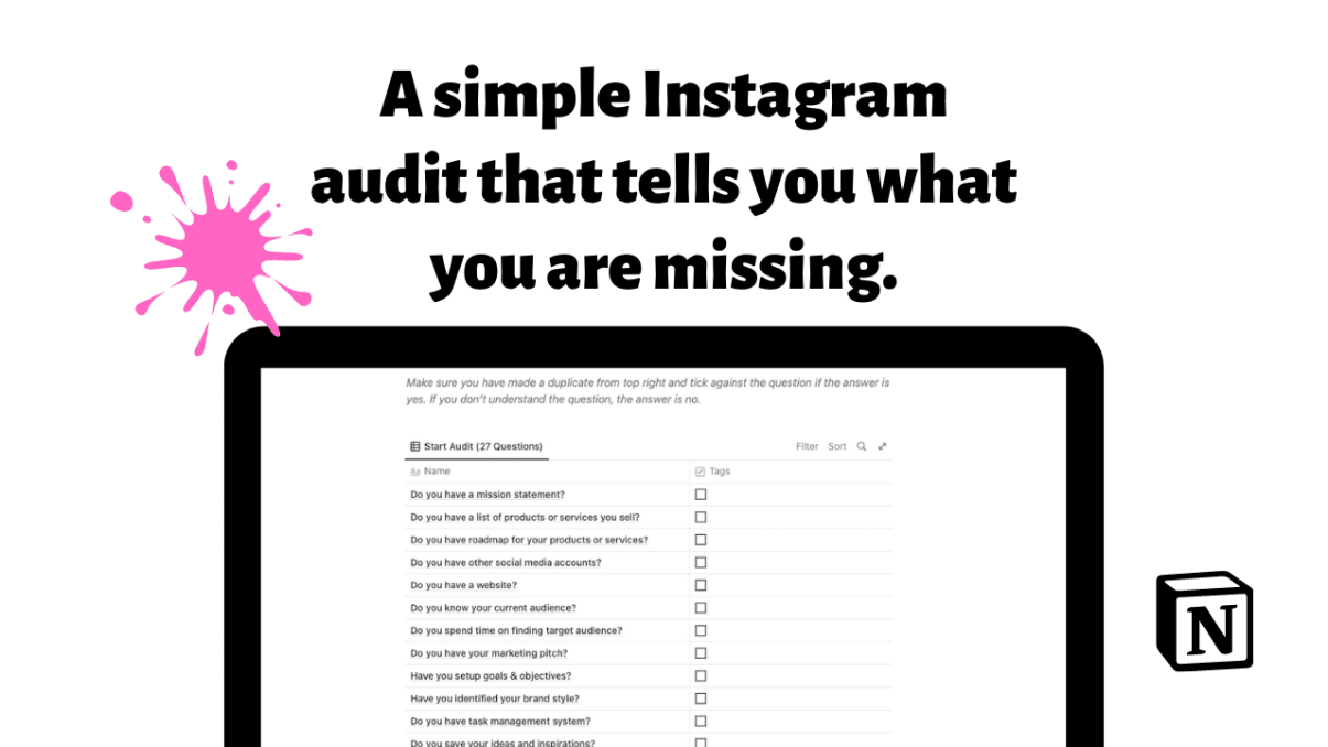 Instagram Self Audit | Prototion | Get Notion Template