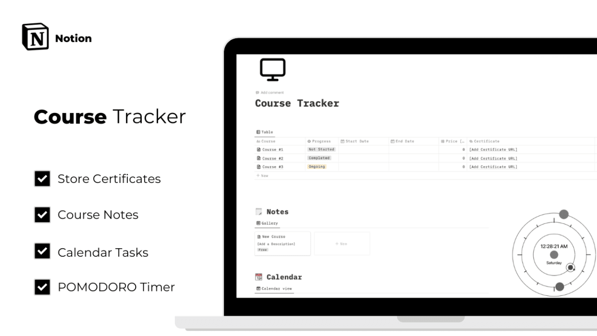 Course Tracker | Prototion | Buy Notion Template