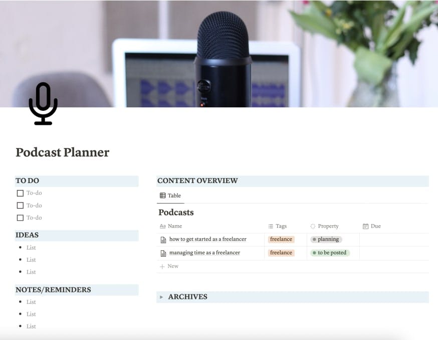 Podcast Planner | Prototion | Buy Notion Template