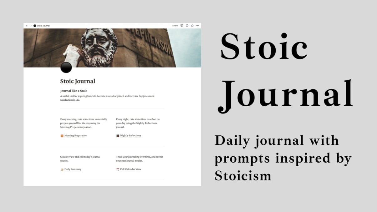 Stoic Journal | Prototion | Buy Notion Template
