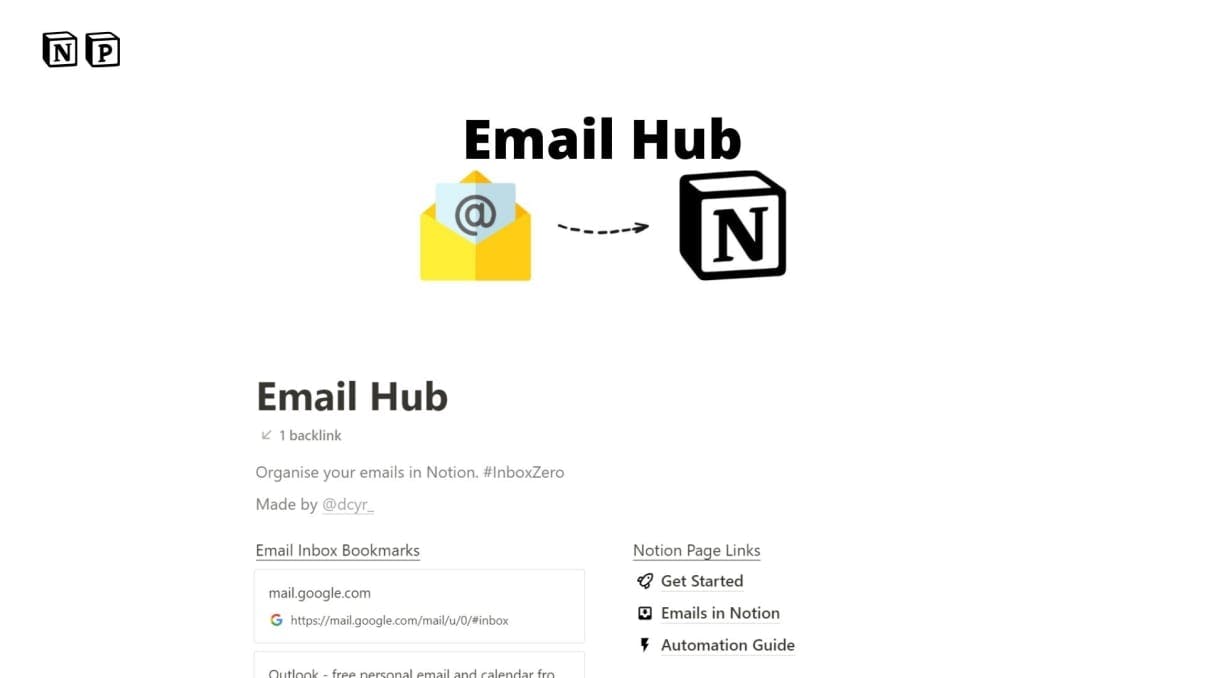 Email Hub | Prootion | Buy Notion template