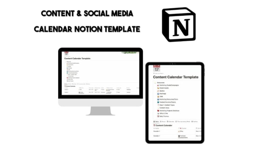 Content Calendar and Social Media Notion Template 