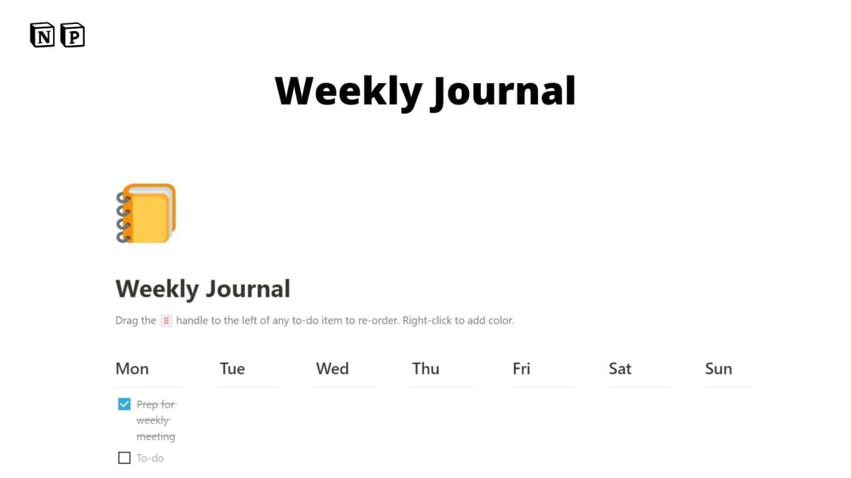 Weekly Journal | Prototion | Buy Notion Template