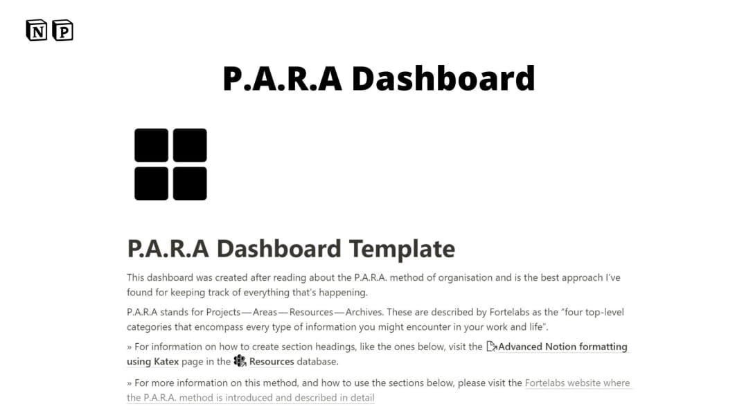 The P.A.R.A Method Planner