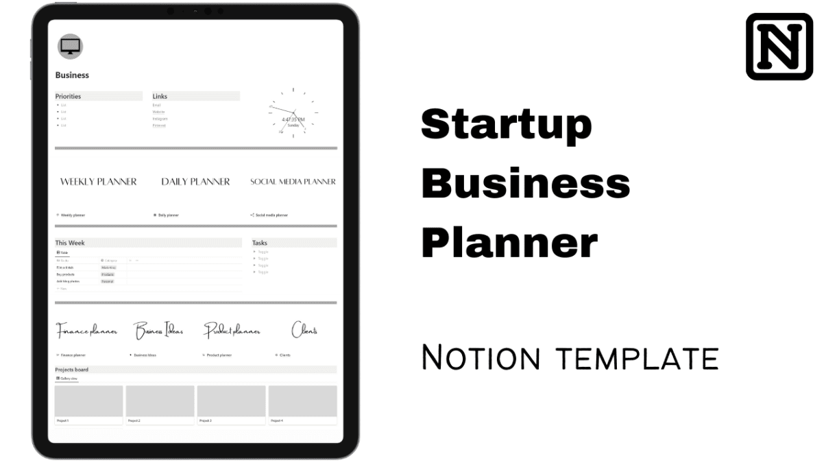 Startup Business planner | Prototion | Buy Notion Template
