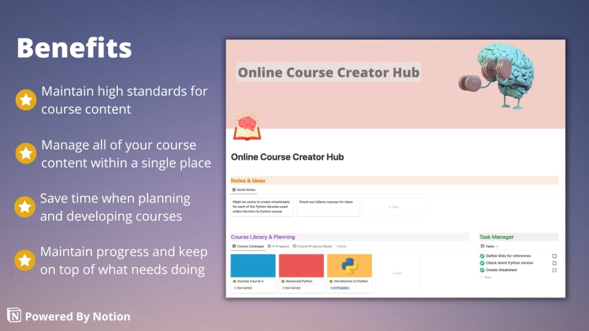 Online Course Creator Hub | Prototion | Buy Notion Template