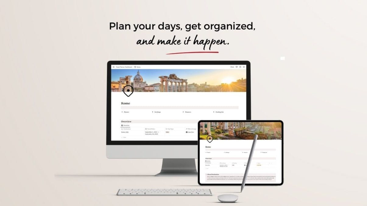 Aesthetic Notion Travel Planner Template | Prototion 